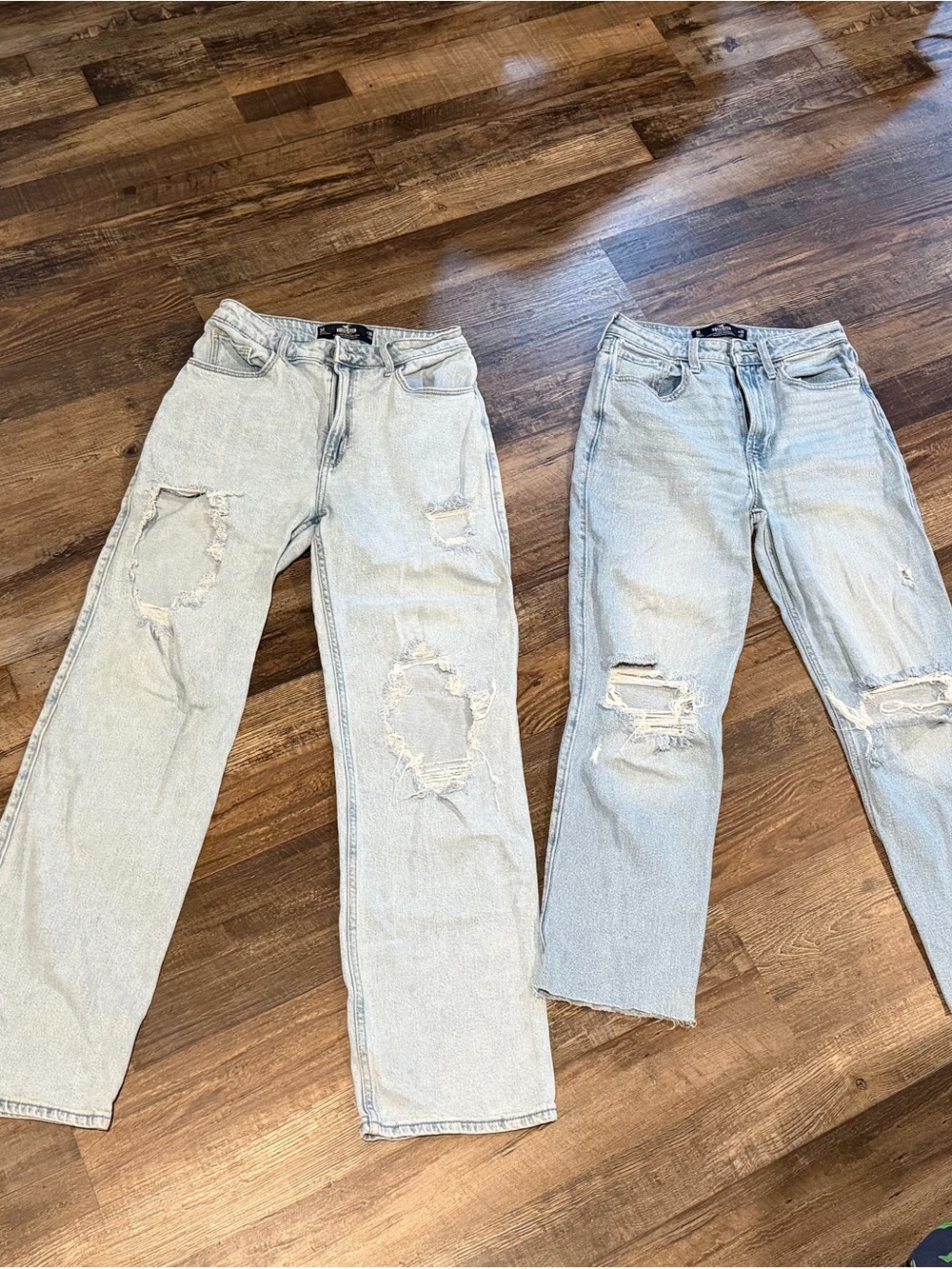 Hollister Light Blue Distressed Straight Leg Jeans